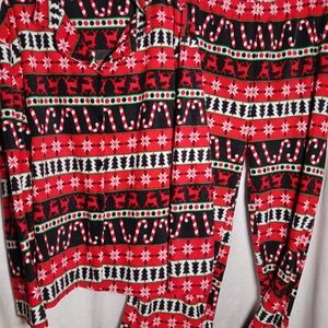 Size 3XL Follow Me Candy cane Adult Unisex Christmas Flannel Cotton Pajama Set
